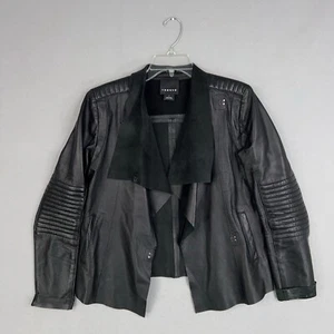Trouve Jacket Womens Small Black Leather Moto Coat Riding Asymmetrical Edgy - Picture 1 of 19