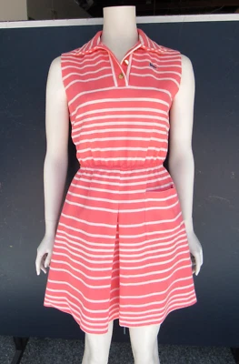 Винтажный 1960-х коралловая полоса Lacoste David кристалл платье без рукавов M - Изображение 1 из 4