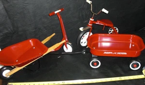 Radio Flyer Wagon Tricycle Wheelbarrow Scooter LARGE 12in.-15in. metal set of 4 - Picture 1 of 8