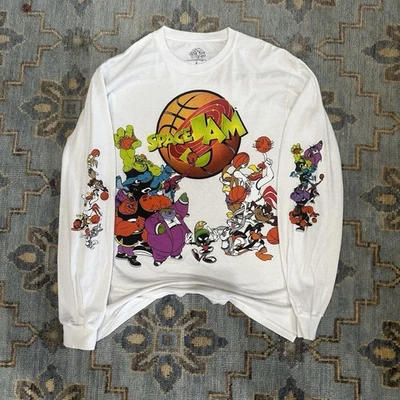 Vintage Pacsun Space Jam Long Sleeve Shirt Size M Print Michael Jordan White - Image 1 of 3