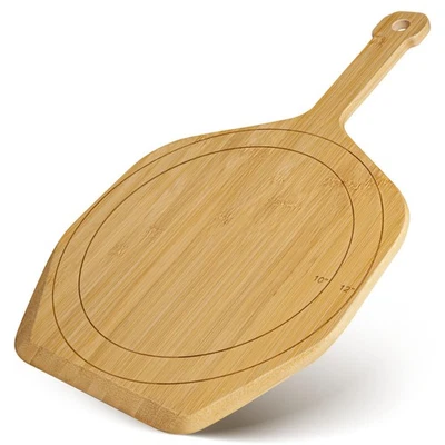 Cáscara de pizza, espátula de paleta de pizza de madera de bambú natural de 12 pulgadas tabla de c... Foto 1 de 4