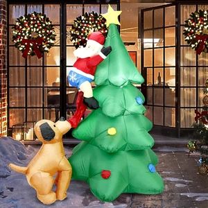 6,5 Fuß H Weihnachten aufblasbarer Baum mit integrierten LED-Leuchten, lustiger aufblasbarer Hund - Bild 1 von 7