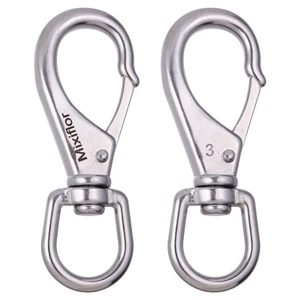 Stainless Steel Swivel Eye Snap Hook, 2 Pack (4.6 Inch) Heavy Duty Flag Clips... - Picture 1 of 9