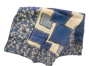 Vintage Mod Retro seidig quadratisch Schal immergrün blau geometrisch hergestellt, Japan 26" - Bild 1 von 8