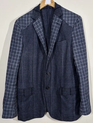 Blazer ETRO Para Hombres 42R Contraste Cuadros Mezcla Lana Azul Hecho en Italia Chaqueta Inteligente Foto 1 de 4