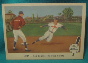 Fleer #4 1959-Baseball's Greatest-Ted Williams-1934-Ted aprende los puntos finos - Imagen 1 de 2