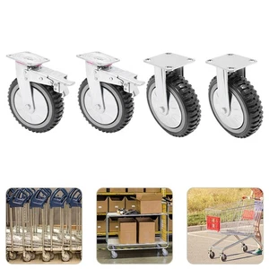 4 Stück 8 Zoll staubdichte Handling Räder feste + Bremse Schwerlast massive Laufräder - Bild 1 von 13