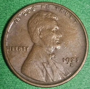 1925 S San Francisco Lincoln Wheat Cent-Penny - Very Fine to AU US Coins 1c - Bild 1 von 2