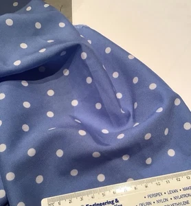 BLUE POLKA DOT POLYESTER FLUID FABRIC REMNANT 72 CMS. X 45 CMS. ONE ONLY ! - Picture 1 of 3