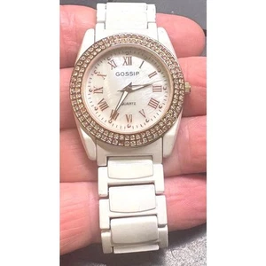Women's 40mm Ceramic Geneva Watch, Rose Gold Tone with Crystal Accents - Picture 1 of 4