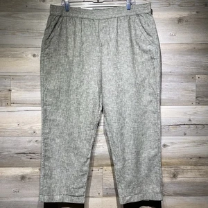 Sonoma Linen Blend Pants Women’s XL Pull On Tapered Crop Green Coastal Casual - Picture 1 of 8
