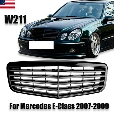 Gloss Black Front Grill Grille for 2007 2008 2009 Mercedes W211 E320 E350 E550 Foto 1 de 4