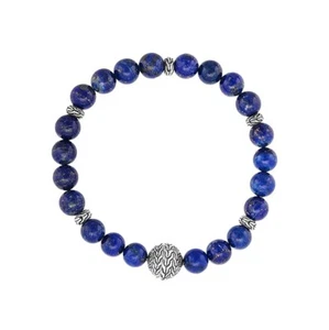 JOHN HARDY St. Silver Classic Chain Lapis Lazuli Round Bead Bracelet M New Box - Picture 1 of 7