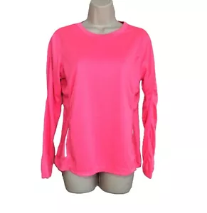 Women's Medium Pink Long Sleeve Reflective Activewear Top Athletic Blouse - Picture 1 of 10