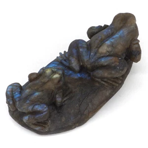 Estatua de ranas de 4,5" figura de piedra tallada cristal de labradorita natural decoración del hogar  - Imagen 1 de 7