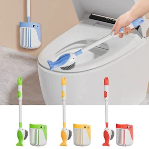 Toilet Brush Cartoon Toilet Bowl Brush Holder Set Deep Cleaning handsome - Picture 1 of 8