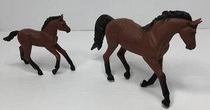 Morgan Mare & Foal 2005 Safari Ltd. Brown Horse Figures Lot of 2 - Picture 1 of 9