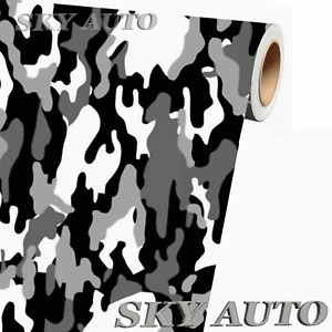  Black White Gray Camo Camouflage Vinyl Car Wrap Sheet +Free Tools( 2 feet & up)