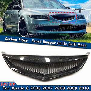 For 2006-2010 Mazda 6 Front Bumper Grille Grill Black Carbon Fiber Honeycomb