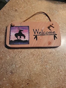 Stone Expressions by Thirstystone Welcome Plaque w/ Native American & Horse - Picture 1 of 6