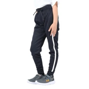 Under Armour Girls Armour Fleece Pants Regular, Black/White,Large - Picture 1 of 9