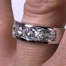 2.50Ct Round Cut Moissanite Five-Stone Wedding Men's Ring 14K White Gold Plated