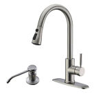 Kitchen Sink Faucets Stainless Steel Pull Out Sprayer with Cover Soap Dispenser