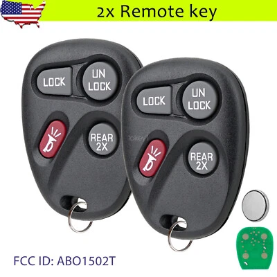 2 for 1996 1997 1998 1999 2000 Chevy Tahoe Remote Key Fob 4 Button Rear ABO1502T - Image 1 of 4