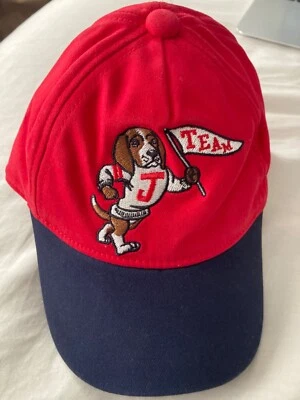 0 3 6 12 18 24 M Janie & Jack Red Navy Blue Dog Team Baseball Cap Boy Baby Hat - Image 1 of 4