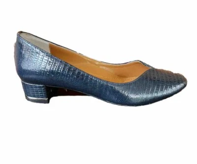 J. RENEE WOMENS BAMBALINI NAVY LIZARD PRINT PUMP SZ 6.5M PREOWNED - Image 1 of 4