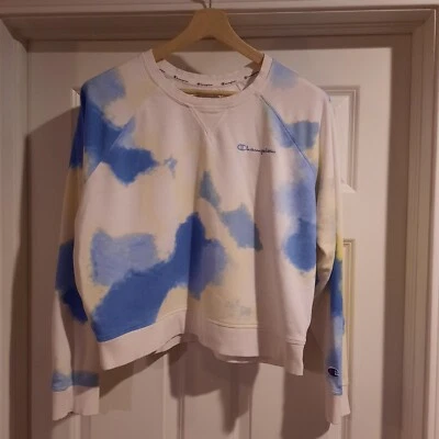 Champion 圆领运动衫毛衣女式 XL 短领带染料休闲 — 第 1/4 张图片