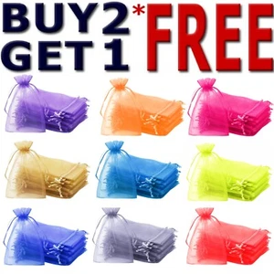 25 & 50 Organza Bags Wedding Party Favour Gift Candy Jewellery Pouch Large Small - Picture 1 of 23