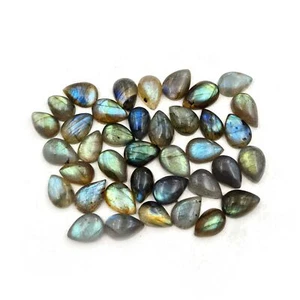 Lote de 25 piedras preciosas cabujón pera de labradorita natural 8*11-10*14 mm 101 ct - Imagen 1 de 3