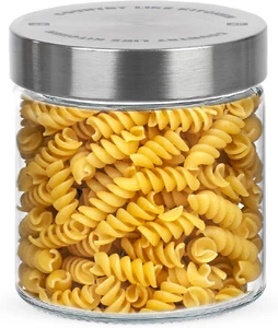 Glass Food Storage Jar W/Screw-On Stainless Steel Airtight Lid - Empty Storage C - Picture 1 of 12