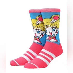 Bioworld Sailor Moon Crystal Men's Crew Socks shoe size 8-12 Toei Animation pink - Picture 1 of 2