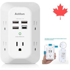 Versatile USB Wall Charger - 5 Outlets, 4 USB Ports, Surge Protection, Safe
