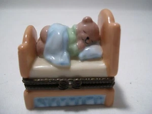 Caja de baratijas con bisagras pequeña caja de joyas oso de peluche temática coleccionable nuevo - Imagen 1 de 12