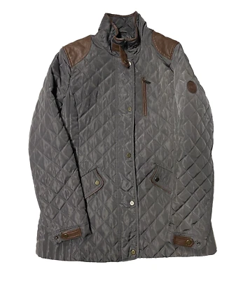 Lauren Ralph Lauren Jacket Womens Small Brown Quilt Barn Chore with Leather Trim - Image 1 of 4