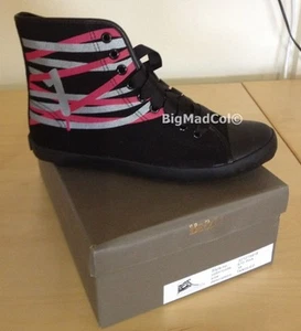 Ladies BE&D Hi Top Canvas Shoe Boot Trainers Pump Black Pink Silver Tangled BNIB - Picture 1 of 1