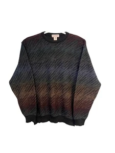 Vintage 90s Tricots St. Raphael Sweater L Wool Multicolor Stripe Abstract Coogi - Picture 1 of 22