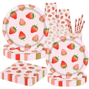 Strawberry Party Supplies-Complete Pack Strawberry Party Tableware Set Includ... - Picture 1 of 6