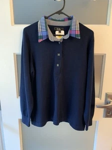 Navy Blue Jo Ro Polo Long Sleeve Wool Acrylic Jumper Size 14 - Picture 1 of 7