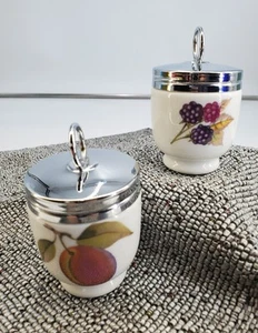 Juego de dos Royal Worcester Evesham porcelana dorada tamaño king huevo coddler Inglaterra - Imagen 1 de 12