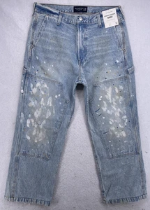 Abercrombie & Fitch Baggy Carpenter Jeans 34x30 Paint Splatter Rigid Denim Y2K - Bild 1 von 20