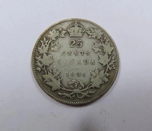 Canada King George V Silver 25 Cents 1931 SCARCE - Picture 1 of 2