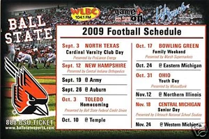 Ball State Cardinals 2009 Football Magnet Schedule Life Touch MAC - Picture 1 of 1