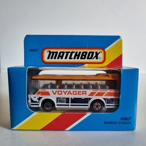 Light blue box 1981 Matchbox 1-75 MB67 Orange/White Voyager Ikarus Coach - Picture 1 of 6