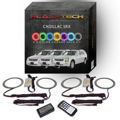 Kit Halo LED Ojo de Ángel RGB con Control Remoto RF para Faros Cadillac SRX 2004-2009 Foto 1 de 4