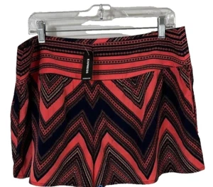 NUEVO Express Mini Cremallera Skort Negro Rojo Patrón Azteca Informal Talla 12 Nuevo con Etiquetas $50 - Imagen 1 de 7