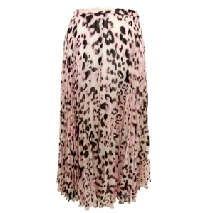 Whistles Women's Skirt Size 6 Pink Mix Cheetah Print Pleated Midi Used F1 - Picture 1 of 12